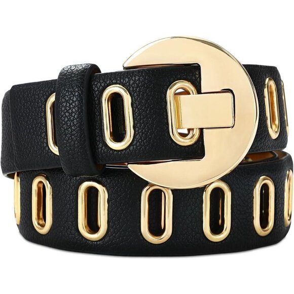 Women\'s Unique Gold Buckle Ladies Fashion Soft Faux Leather Waist Belt Women main image 3